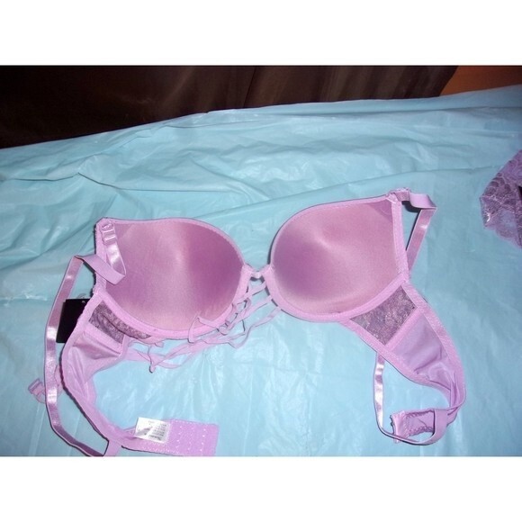 Youmita 38B Lavender Mist Metallic Lace Bra & Large Coordinating Boyshort NWT - Picture 6 of 9